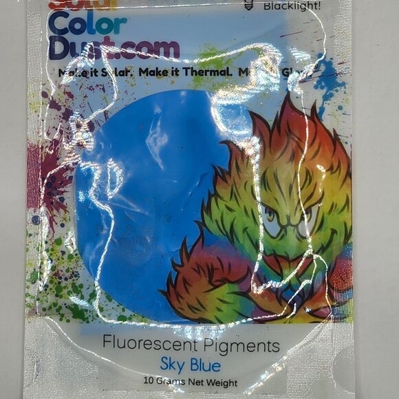 New, Sky Blue Solar Color Dust Fluorescent Pigments 10 Gram Pouch - Picture 1 of 2